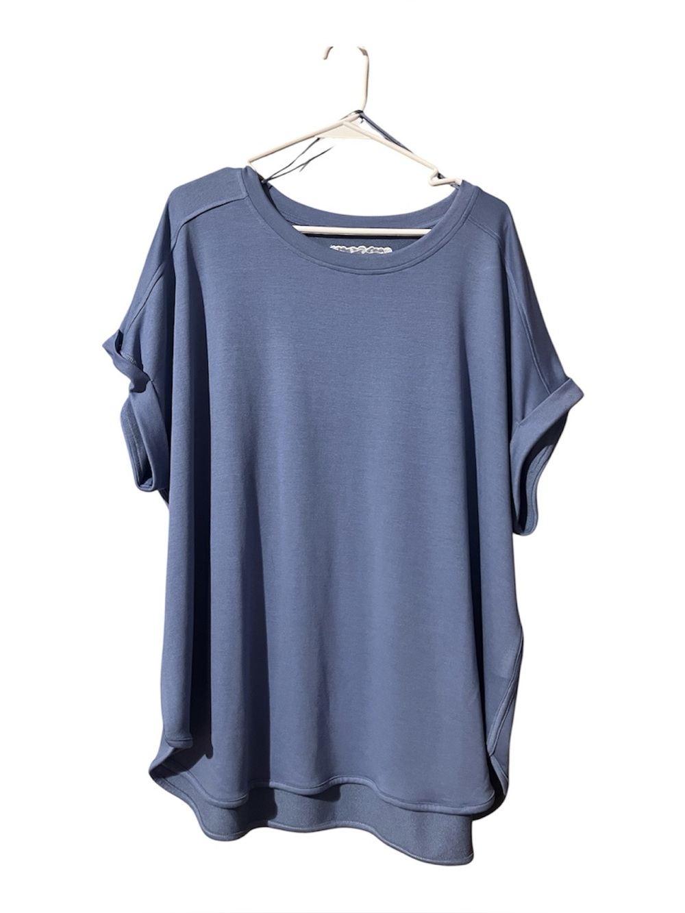 Cupio Periwinkle Blue Tunic Blouse with Cuffed Sleeves